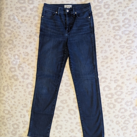 Madewell Stovepipe Jeans 27T 27 Tall Dark Wash Stretch 4 Straight Skinny High - Picture 2 of 12